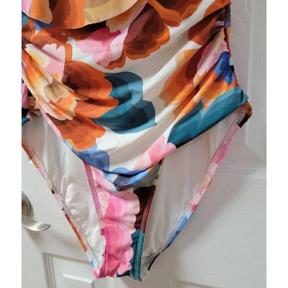 LA Blanca Floral Off Shoulder Ruffle One-Piece 12 - Picture 6 of 11